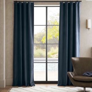 Pottery Barn 3 in 1 Pole Top Velvet Twill Blackout Curtain 50x84 in Steel Blue